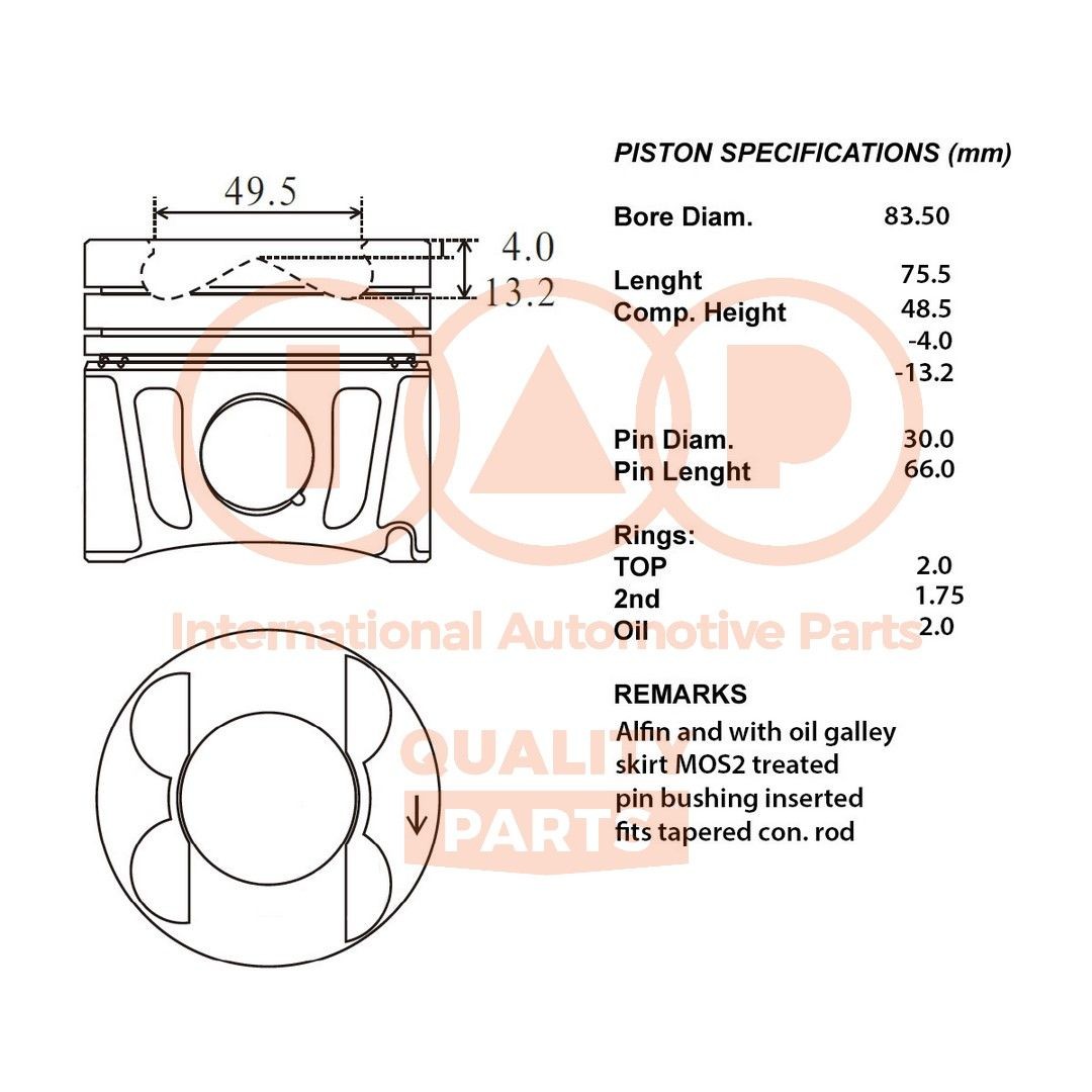 Zuiger IAP QUALITY PARTS 100-54011 IAP QUALITY PARTS 100-54011: Motorzuiger Mercedes SLK 1999