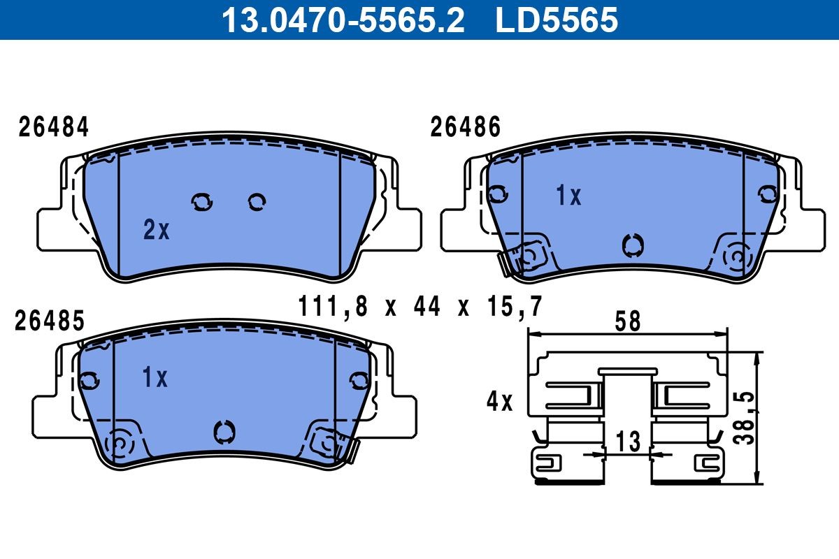 ATE Plaquettes de frein 13.0470-5565.2 ATE 13.0470-5565.2 Plaquettes de frein HYUNDAI Tucson (NX4, NX4E) 1.6 T-GDi Hybrid 215 CV 2025