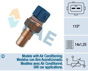 FAE Sensor, temperatura do líquido de refrigeração 34110 Sensor de temperatura de motor FAE Mitsubishi L300 / DELICA 34110
