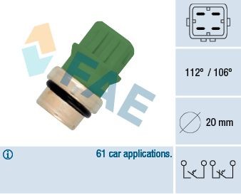 FAE Interruptor de temp., luz avisadora líquido de refrigeração 35590 Interruptor de temperatura ventilador do radiador FAE Volkswagen BORA 35590