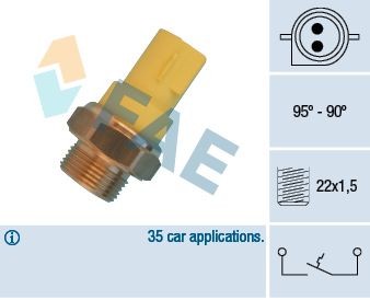 Temperatuurschakelaar, radiateurventilator FAE 36330 FAE 36330 Temperatuurschakelaar radiateurventilator FORD FIESTA 2002