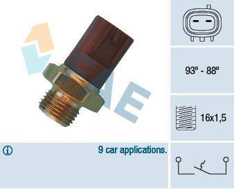 Interruptor de temperatura, ventilador do radiador FAE 36510 FAE 36510 Interruptor de temperatura ventilador do radiador SUZUKI SWIFT 2018