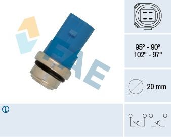FAE Interruptor de temperatura, ventilador do radiador 38391 Interruptor de temperatura ventilador do radiador FAE SKODA 38391