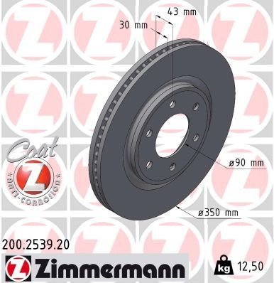 ZIMMERMANN Bromsskiva 200.2539.20 ZIMMERMANN 200.2539.20 Bromsskiva INFINITI QX56 SUV (JA60) 5.6 4WD 324 hk 2004