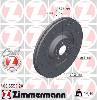 Bremseskive ZIMMERMANN 400.5559.20 ZIMMERMANN 400.5559.20 Bremseskive til foran og bak Mercedes-Benz GLE 2022