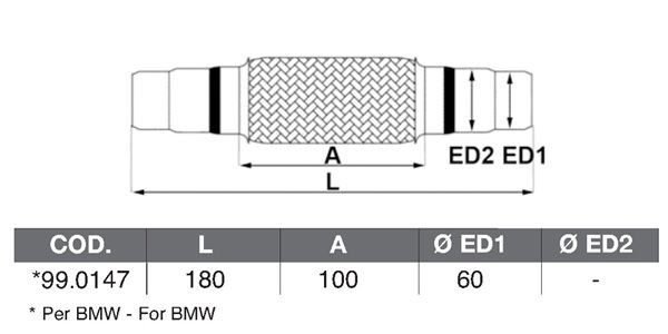 ASSO Tubo gas scarico 99.0147 99.0147 Tubi di scarico ASSO BMW