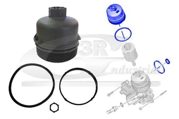 3RG Cover, oil filter housing 98207 3RG 98207 Opel Astra H oil filter housing replacement