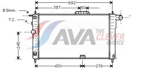 Radiatore motore AVA COOLING SYSTEMS DWA2001 376762541 AVA COOLING SYSTEMS DWA2001 Radiatore acqua Daewoo NEXIA 1999