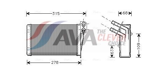 AVA COOLING SYSTEMS Scambiatore calore per riscaldamento abitacolo RT6228 AVA COOLING SYSTEMS RT6228 Scambiatore calore per riscaldamento abitacolo