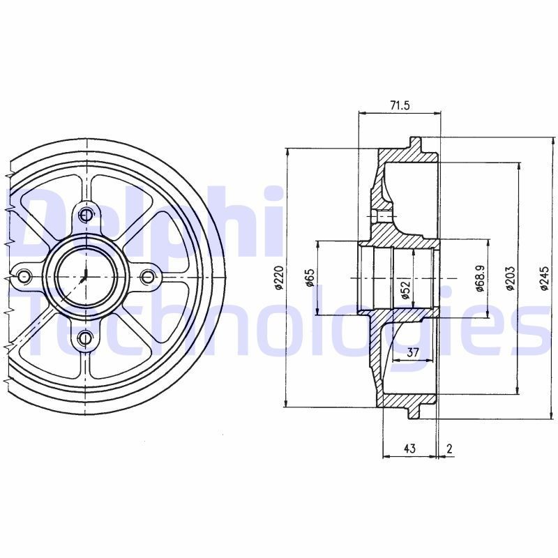 DELPHI Bremstrommel BF484 Bremstrommeln DELPHI 508 BF484 günstig