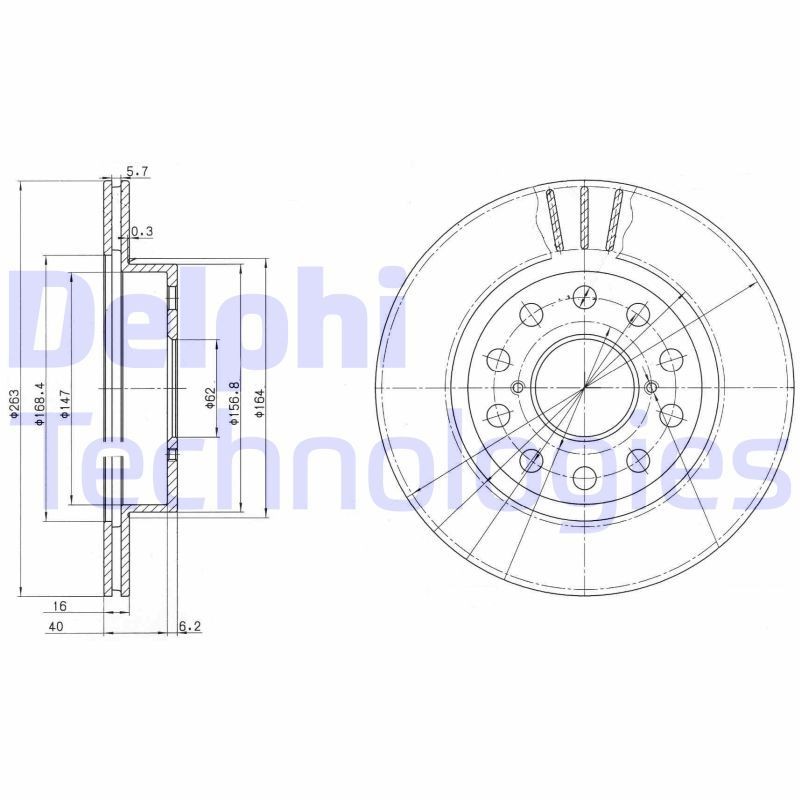 DELPHI Disque de frein BG3268 DELPHI BG3268 Disque de frein TOYOTA MR2 II Coupe (W20) 2.2 (SW21) 132 CV 1994