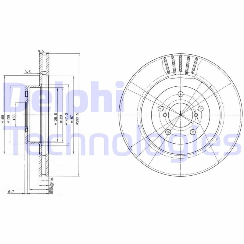 DELPHI Disque de frein BG3413 Disques de frein Subaru GR BG3413 DELPHI