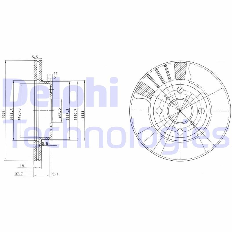 DELPHI Δισκόπλακα BG3424 DELPHI BG3424 Δίσκος φρένων Toyota Paseo EL54 τιμες