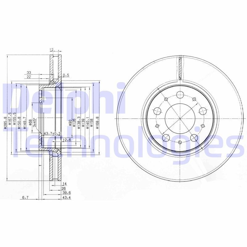 DELPHI Bremseskive BG3513 Sportsbremseskiver DELPHI S80 BG3513 billige