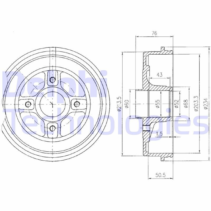Bremsetromle DELPHI BF423 DELPHI BF423 Bremsetromler RENAULT SCÉNIC 2022