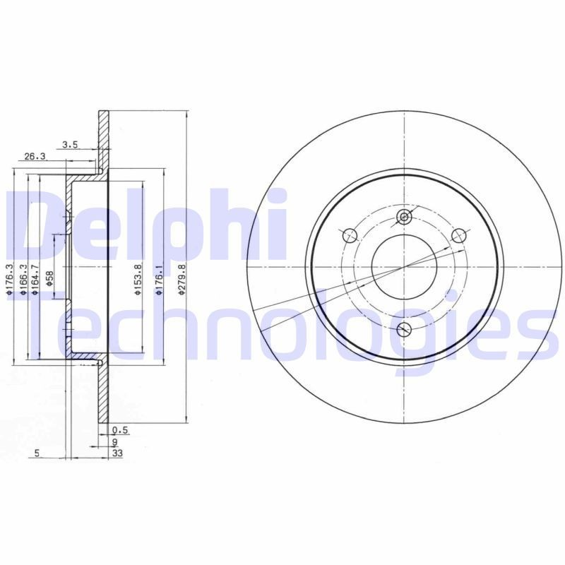 Remschijf DELPHI BG3526 DELPHI BG3526: Remschijven set Smart CITY-COUPE 1999