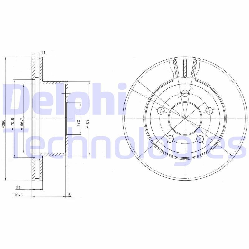 DELPHI Bremseskive BG3533 DELPHI BG3533 originale Bremseskiver Jeep Cherokee XJ hva koster