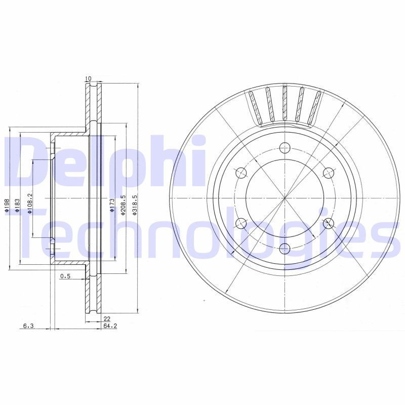 Remschijf DELPHI BG3535 DELPHI BG3535 Schijfremmen TOYOTA 4 RUNNER 2001