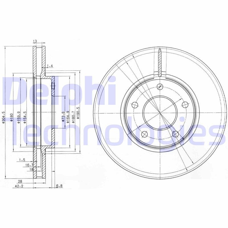 DELPHI Bremsscheibe BG3547 Sport-Bremsscheiben DELPHI Jaguar E-TYPE BG3547
