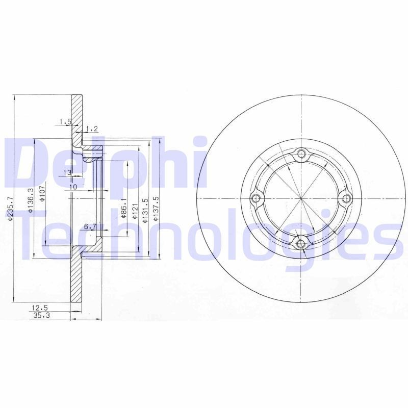 Jarrulevy DELPHI BG3551 DELPHI BG3551 DAEWOO MATIZ 2023 Takajarrulevyt