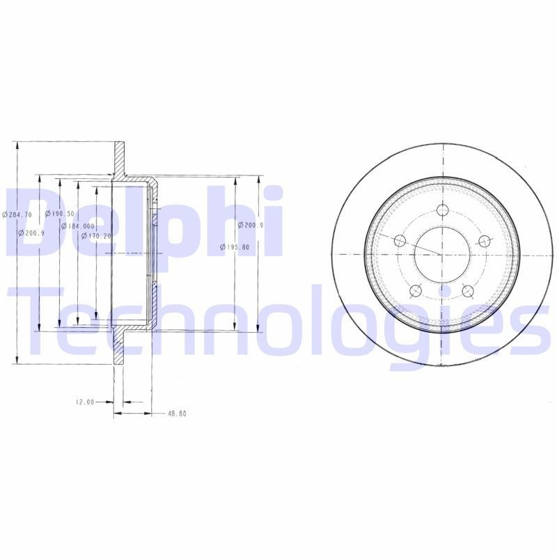 Disco freno DELPHI BG3595 DELPHI BG3595 Dischi dei freni posteriori e anteriori Ford USA EXPLORER 2002