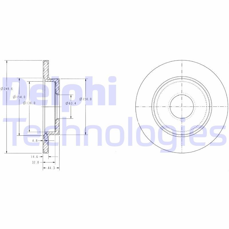 DELPHI Jarrulevy BG3673 DELPHI BG3673 Jarrulevy AUDI Coupe B3 (89, 8B) 2.0 20 V 160 hv 1989