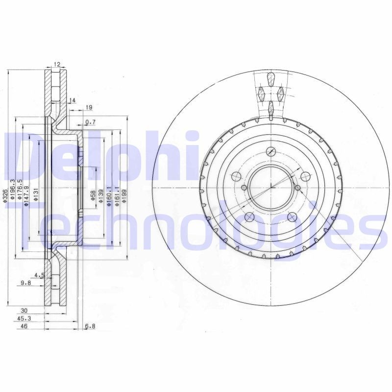 DELPHI Bremžu diski BG3818 Sporta bremžu diski DELPHI WRX BG3818 lēti