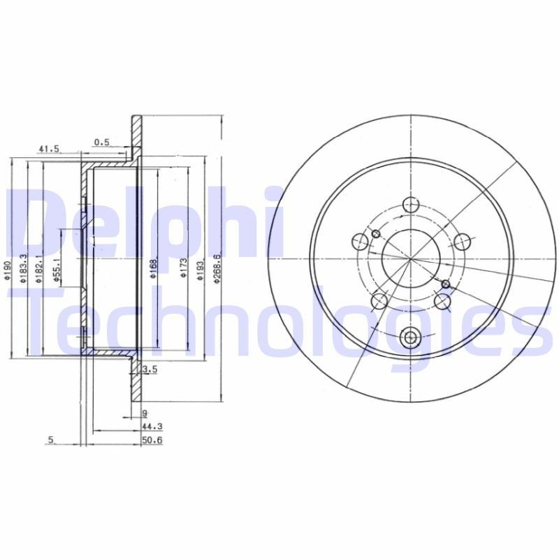 Δισκόπλακα DELPHI BG3822 DELPHI BG3822: Δίσκοι φρένων Toyota PRIUS 2007