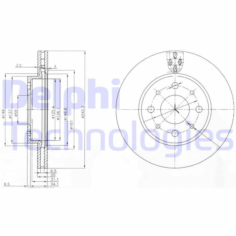 DELPHI Remschijf BG3839 Remschijven set DELPHI CROMA BG3839 goedkoop