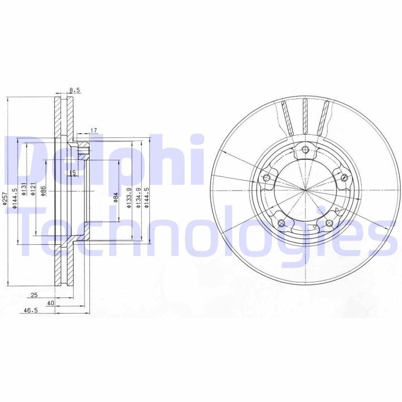 DELPHI Bremseskive BG2423 DELPHI BG2423 Bremseskive TOYOTA Hilux VI Pick-up 2.4 D (LN145, LN150) 83 HK 2001