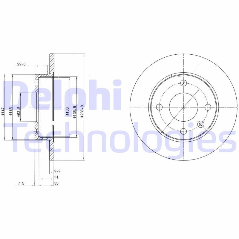 DELPHI Bremseskive BG2439 pris Bremseskiver Ford AVL BG2439 DELPHI