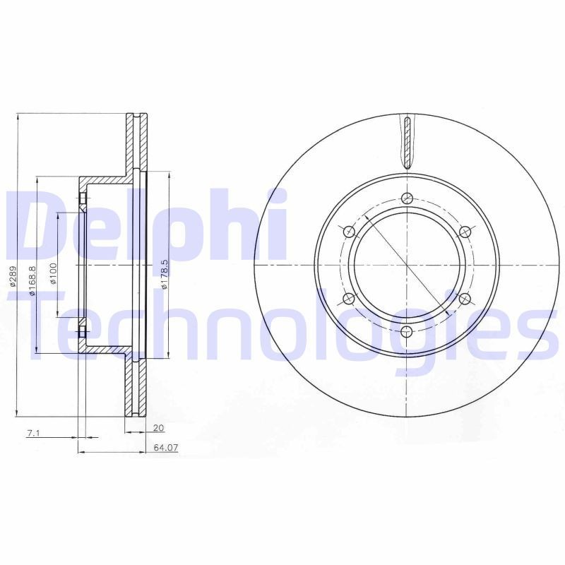 DELPHI Bromsskiva BG2495 DELPHI BG2495 Bromsskiva TOYOTA Hilux V Pick-up 2.4 TD (LN90) 90 hk 1998