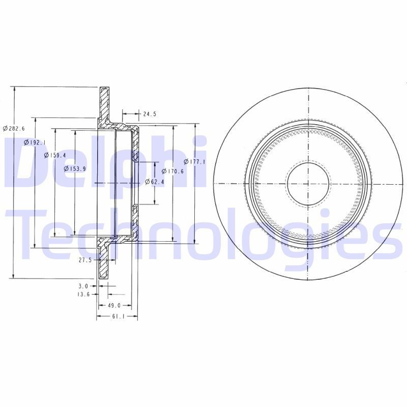 DELPHI Bremseskive BG2510 DELPHI BG2510 Bremseskive Mercedes A209 pris