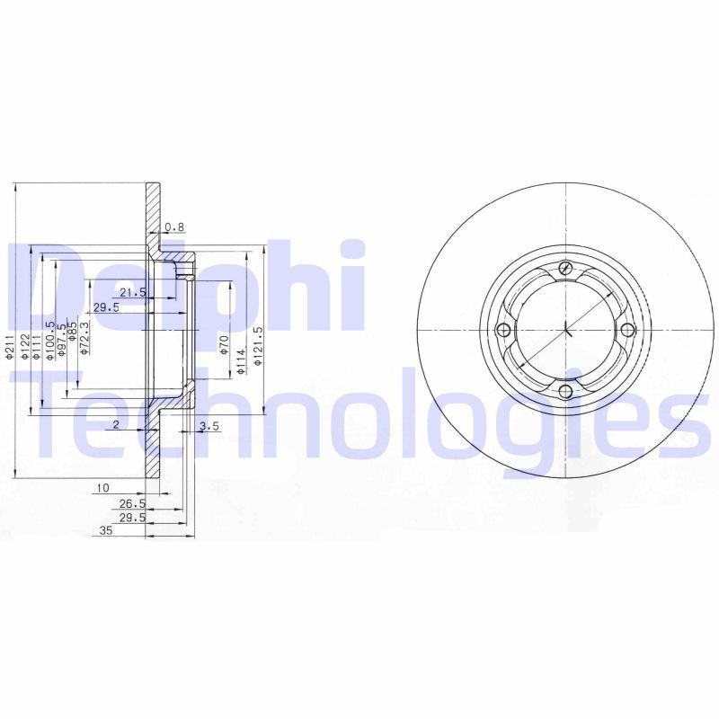 DELPHI Bremseskive BG2533 DELPHI BG2533 Bremseskive DAIHATSU Charade III Sedan (G102) 1.3 90 hk 1992