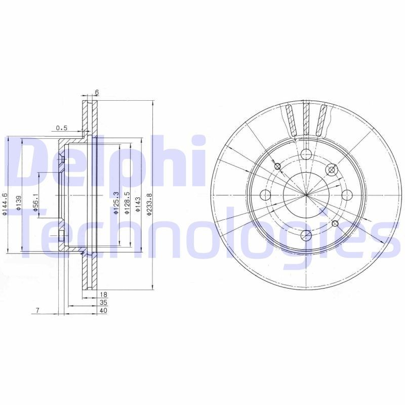 DELPHI Disco freno BG2656 DELPHI BG2656 Disco freno DAIHATSU Gran Move (G3) 1.5 16V (G303) 90 CV 1998