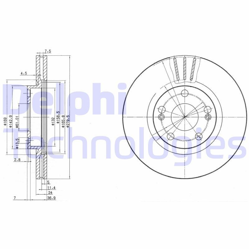 DELPHI Bremžu diski BG2697 DELPHI BG2697 Diski Renault Safrane B54 orģinālās cena