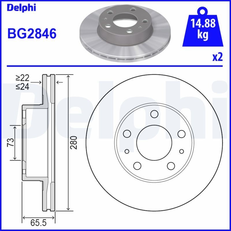 DELPHI Bromsskiva BG2846 Bromsskiva Citroën 244 BG2846 DELPHI