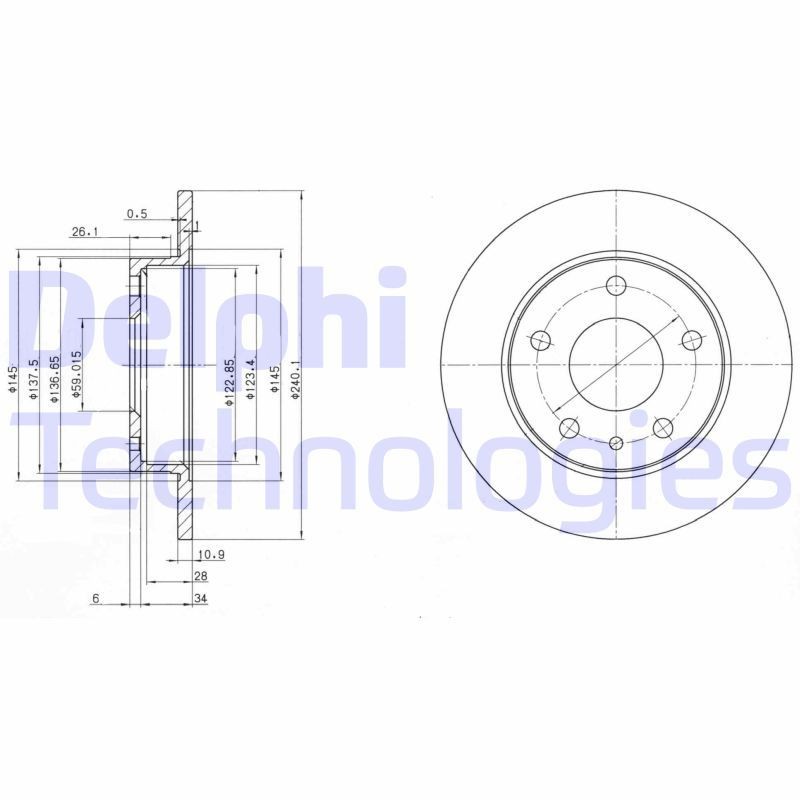 DELPHI Remschijf BG2914 BG2914 Schijfremmen ALFA ROMEO GIULIETTA DELPHI