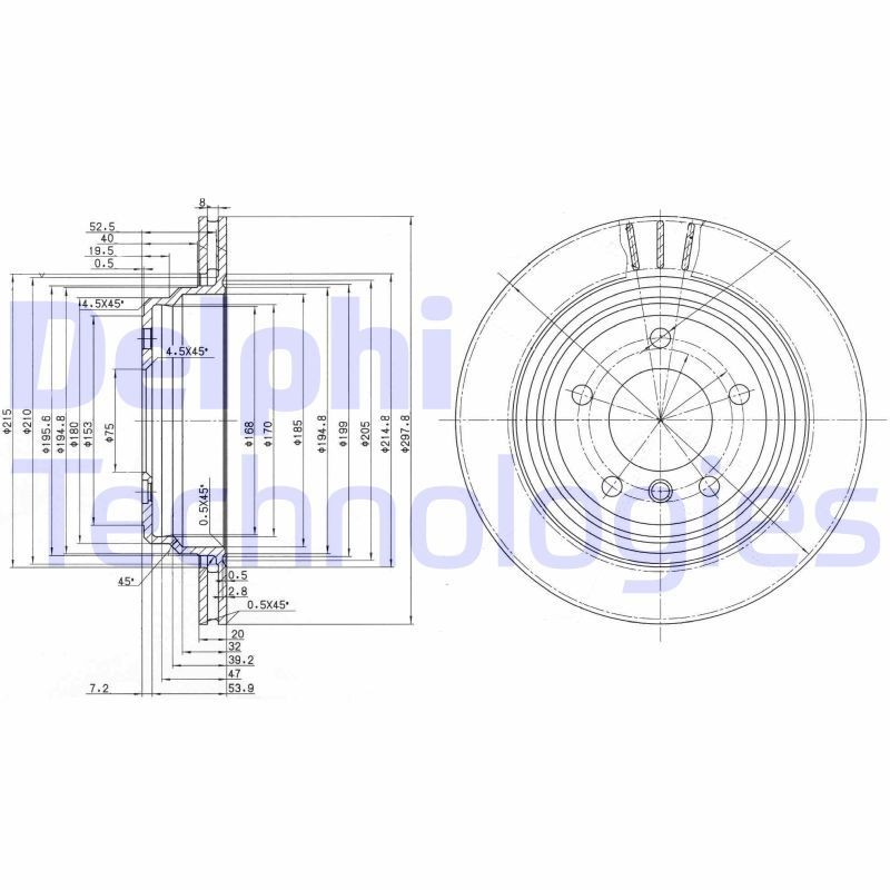 DELPHI Bremsscheibe BG3042 DELPHI BG3042 Bremsscheibe ALPINA B10 Touring (E39) V8 S 4.8 375 PS 2003
