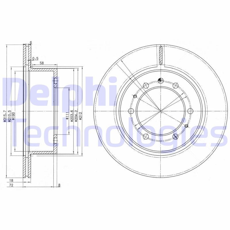 DELPHI Bremseskive BG3117 DELPHI BG3117 Bremseskive NISSAN Patrol GR IV SUV (Y60, GR) 4.2 Cat 165 hk 1992