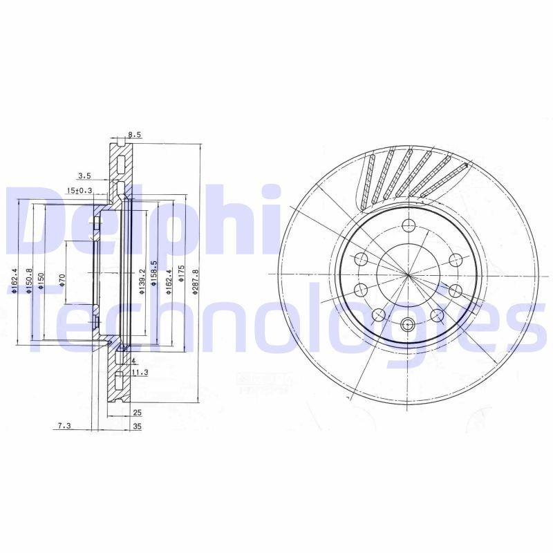 DELPHI Bremseskive BG3142 Sportsbremseskiver DELPHI 9-7X BG3142 billige