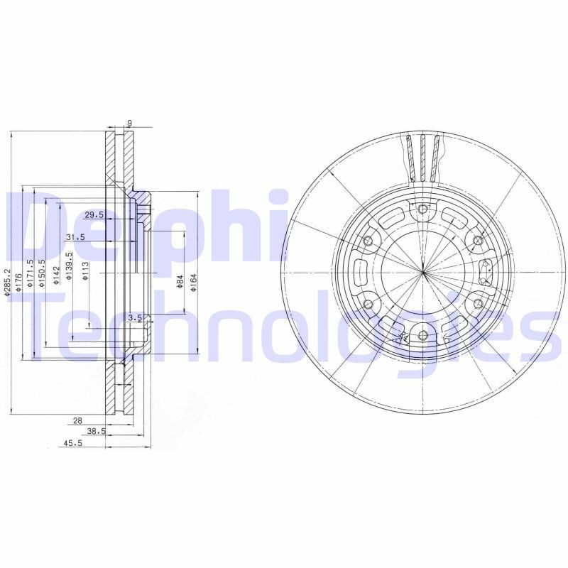 DELPHI Bremseskive BG3193 DELPHI BG3193 Bremseskive TOYOTA Hiace Van (XH10) 2.7 (RCH13, RCH23) 143 hk 2000