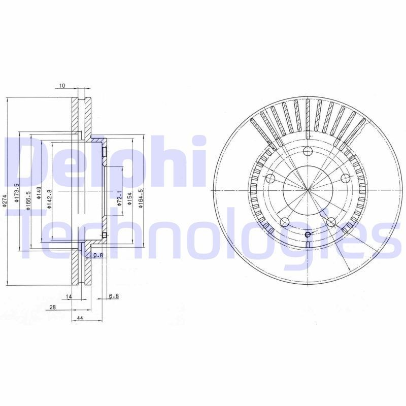 Remschijf DELPHI BG3232 DELPHI BG3232 Schijfremmen MAZDA MPV 2003
