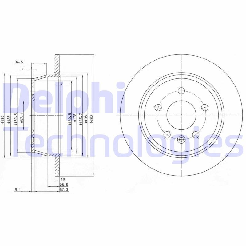 Bremseskive DELPHI BG3241 DELPHI BG3241: Bremseskiver Mercedes VITO 2000