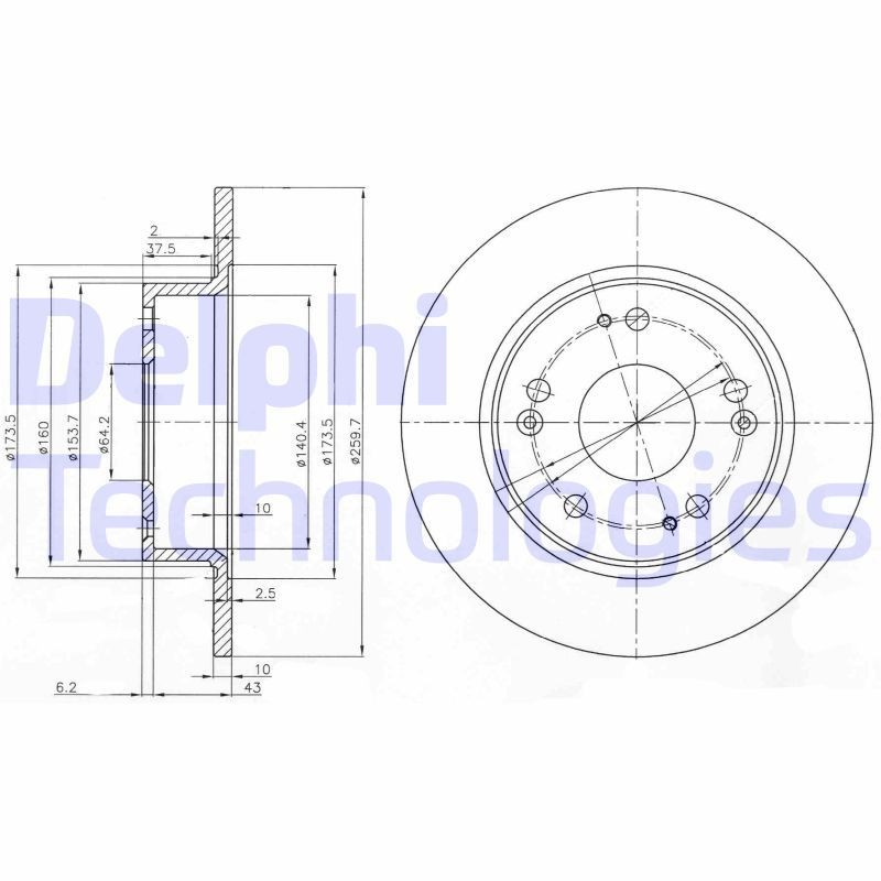 DELPHI Bremseskive BG3964 DELPHI BG3964 Bremseskive HONDA Accord VII Sedan (CM) 3.0 (CM6) 248 hk 2007