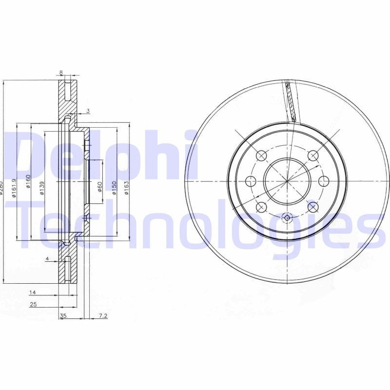 DELPHI Bremseskive BG3989 DELPHI BG3989 Sportsbremseskiver Opel Corsa C Van originale pris
