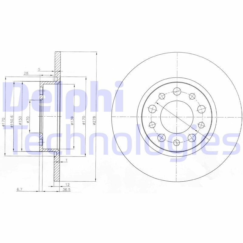 DELPHI Remschijf BG3994 Remschijven set DELPHI GIULIETTA BG3994 goedkoop