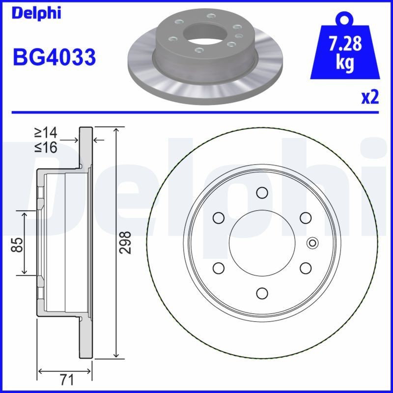 DELPHI Bromsskiva BG4033 DELPHI BG4033 Bromsskiva MERCEDES-BENZ Sprinter 4-t Skåpbil (907, 910) 414 CDI RWD (907.643, 907.645, 907.647) 143 hk 2019