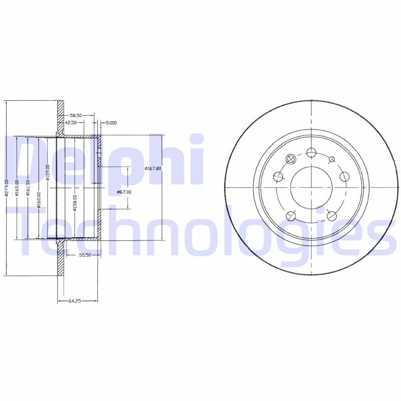 DELPHI Δισκόπλακα BG2240 DELPHI BG2240 Δισκόπλακα MERCEDES-BENZ Heckflosse (W110) 230 120 PS 1966