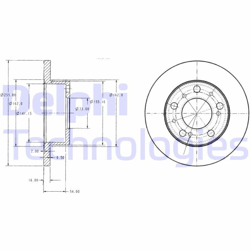 DELPHI Disco freno BG2253 DELPHI BG2253 Disco freno CITROЁN C25 Van 1.9 D 1400 69 CV 1990